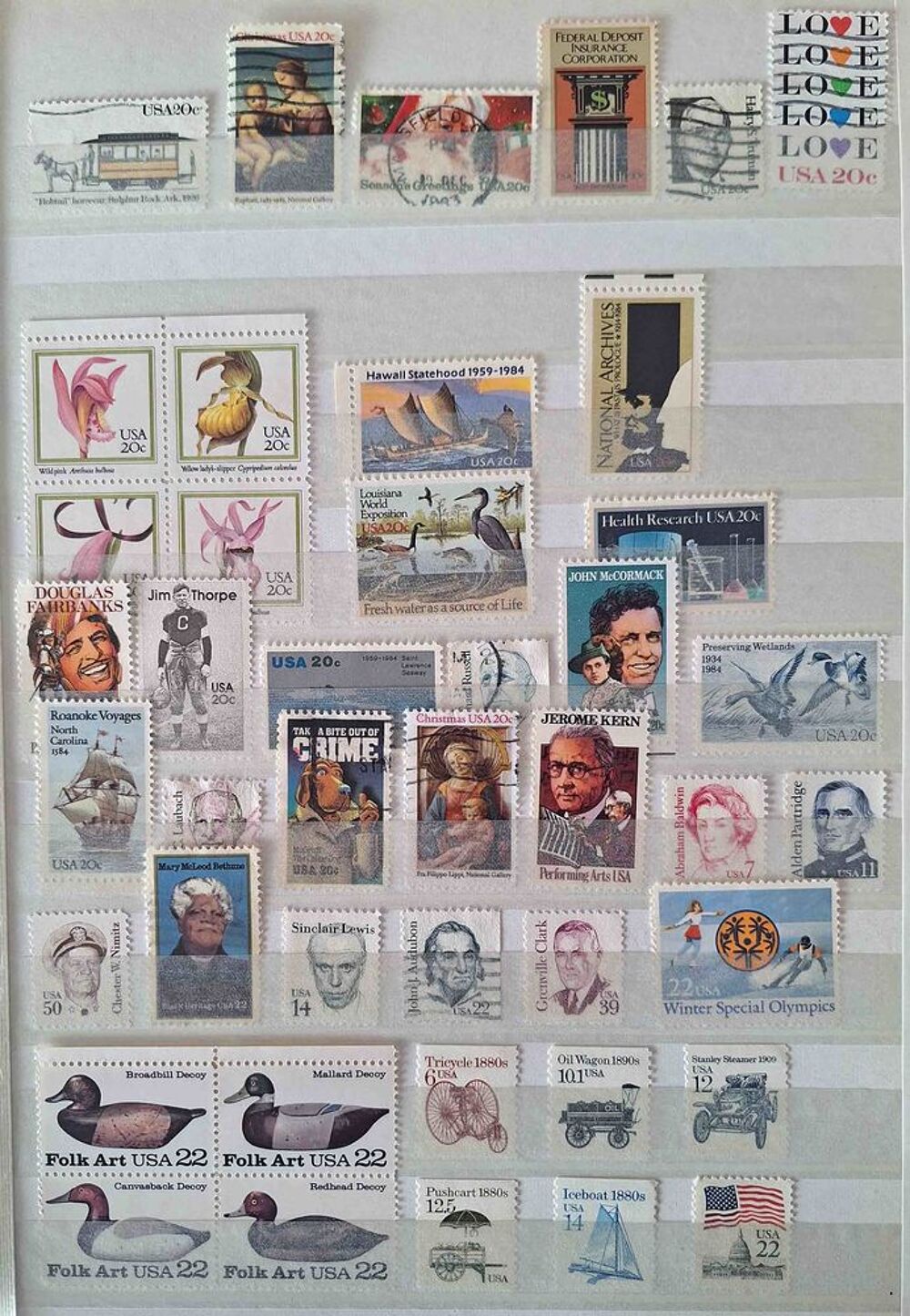 S&eacute;rie de timbres de collection des &Eacute;tats-Unis bis 