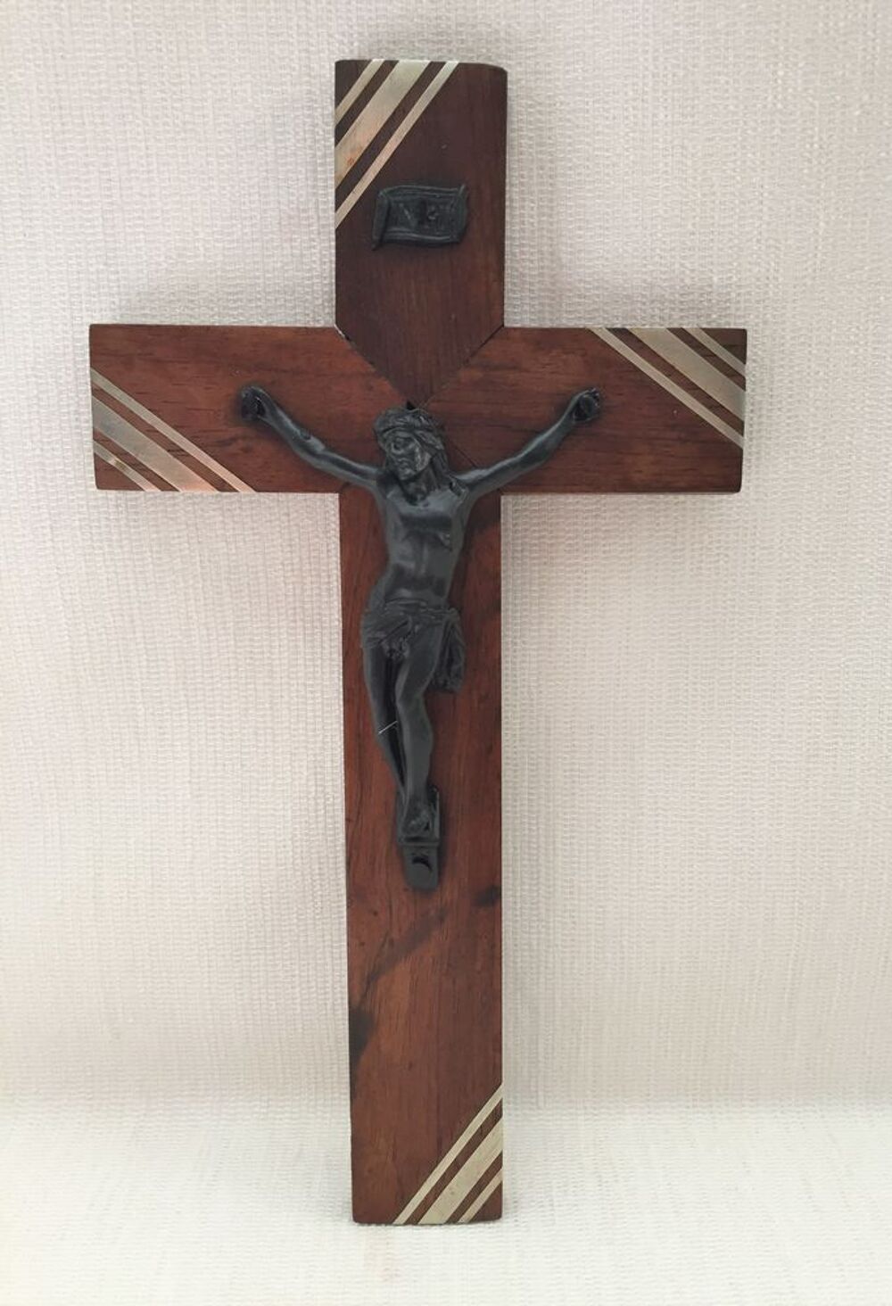 OBJET DE CULTE ANCIEN CRUCIFIX CHRIST BOIS PALISSANDRE ART 