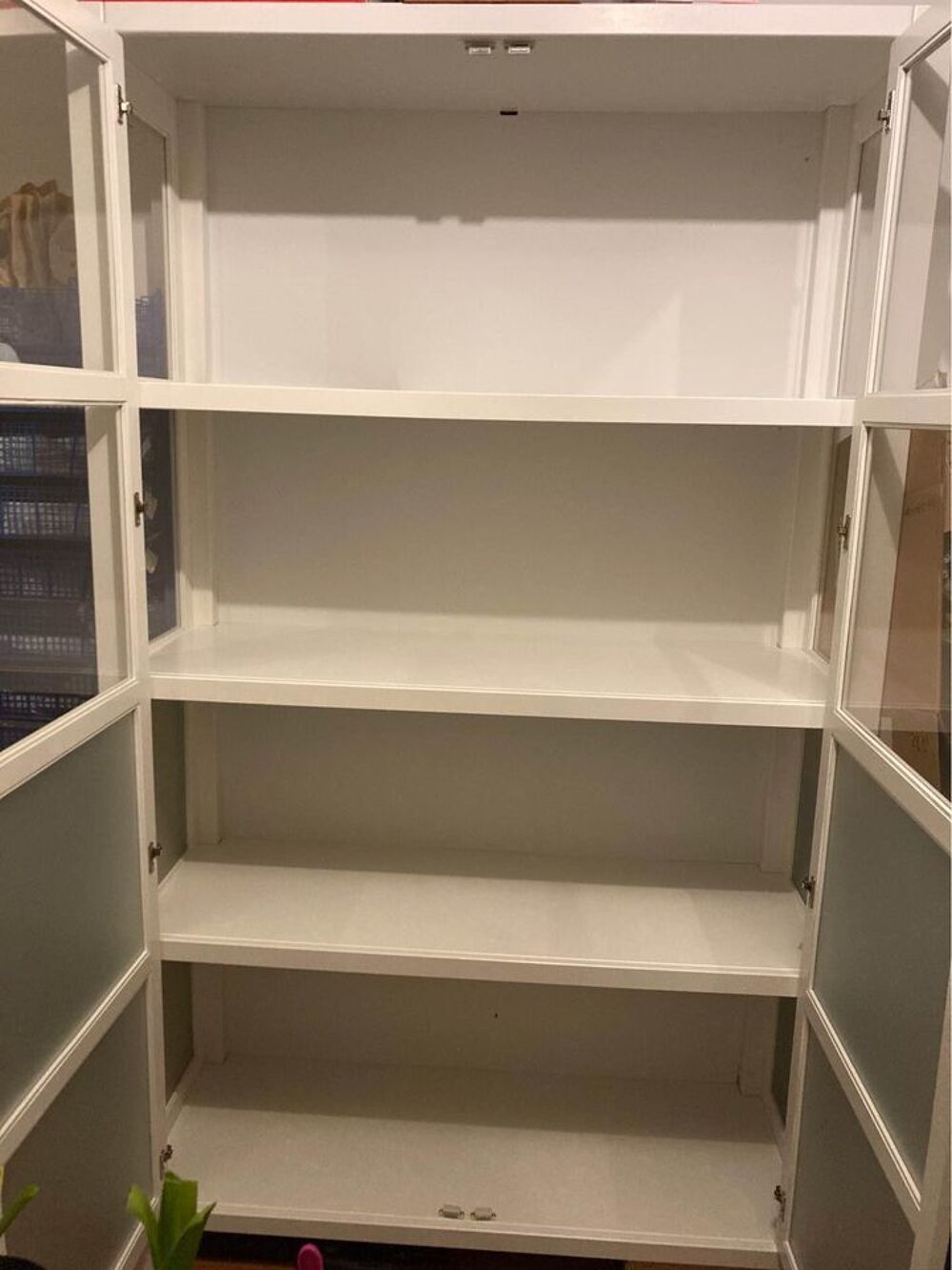 Ensemble vitrine et bureau laqu&eacute; blanc "&nbsp;bois verre " Meubles