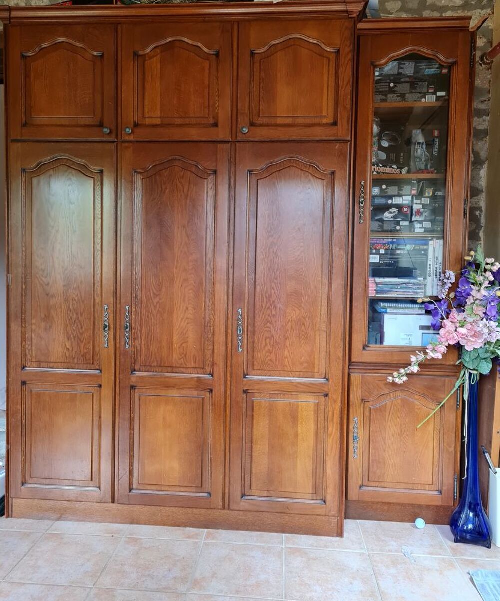 Magnifique lit armoire biblioth&egrave;que bois et moulures Meubles