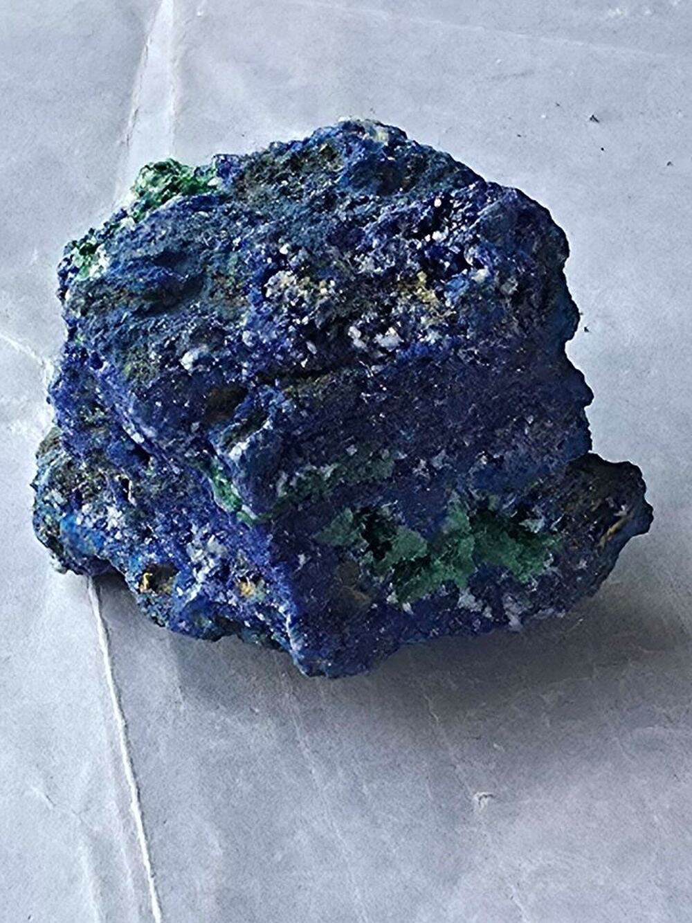 Superbe Min&eacute;ral Azurite Bleu Intense, Malachite Fibreuse &amp; Quartz-Katanga(RDC)-97g 