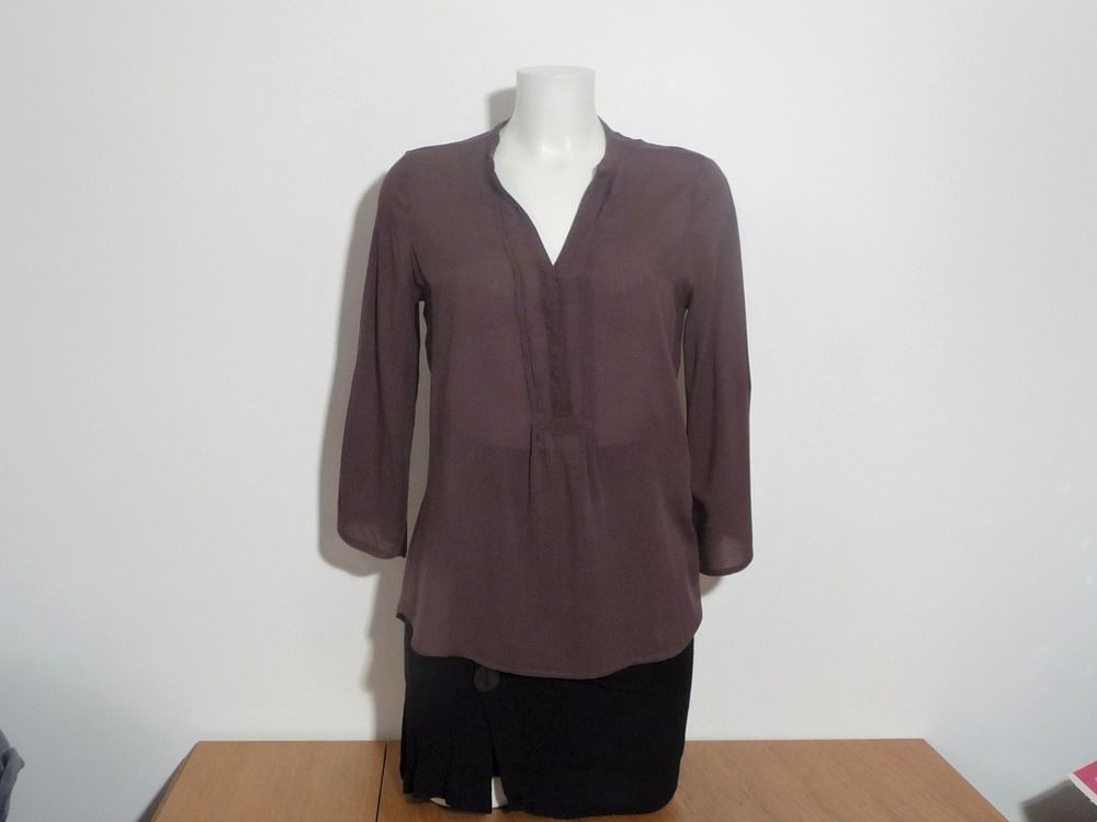 Chemise/ Blouse en Viscose Marron Manches Longue- Ema Blue's Vêtements