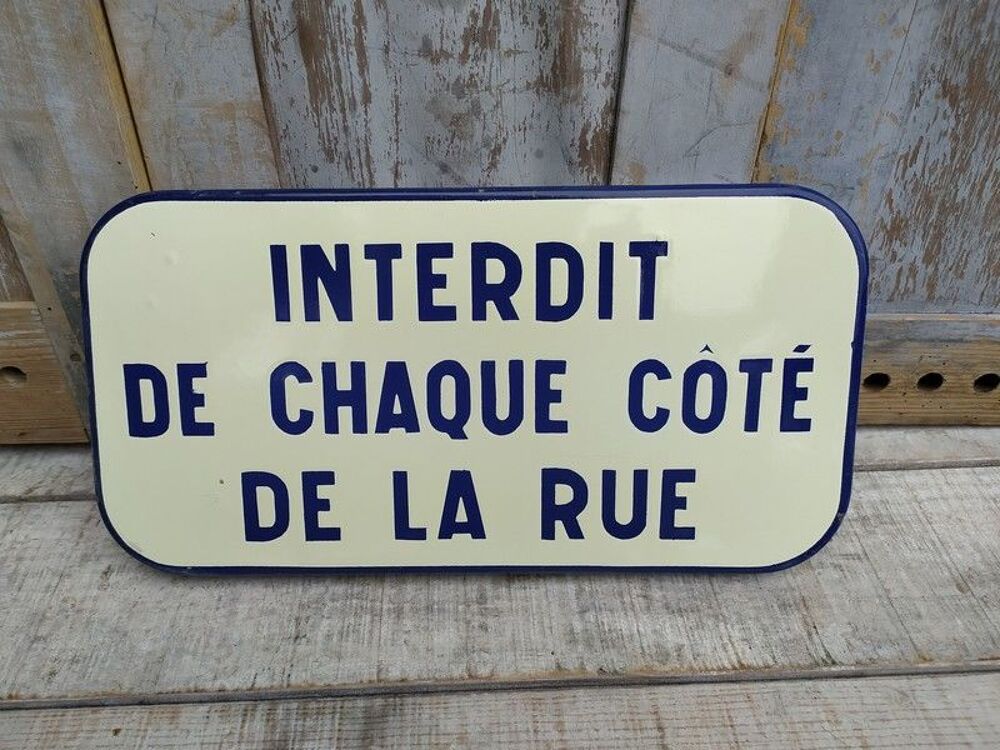 Plaque &Eacute;maill&eacute;e Interdit de Chaque Cot&eacute; de la Rue ca1960
