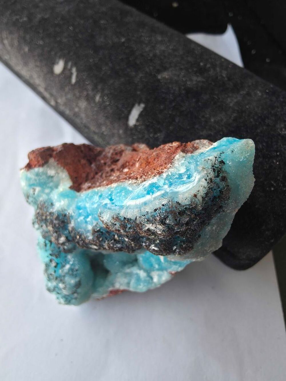Min&eacute;ral H&eacute;mimorphite Bleue sur Matrice-Katanga, RDC-75g 