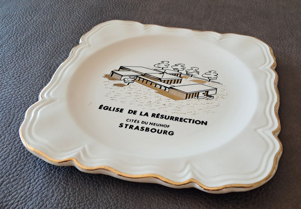 assiette souvenir Sarreguemines d&eacute;cor Verd&eacute;cor Strasbourg Décoration