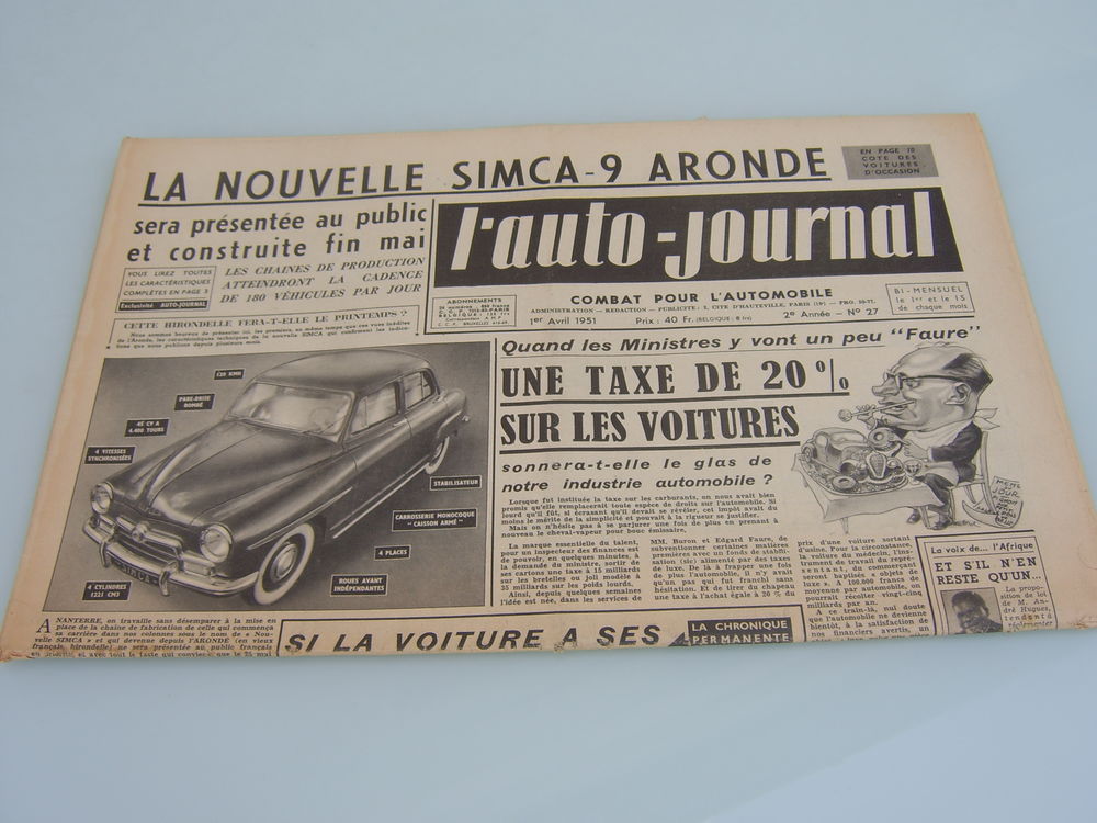 Tr&egrave;s rares journaux ann&eacute;es 50 et 60 de l'Auto-Journal 