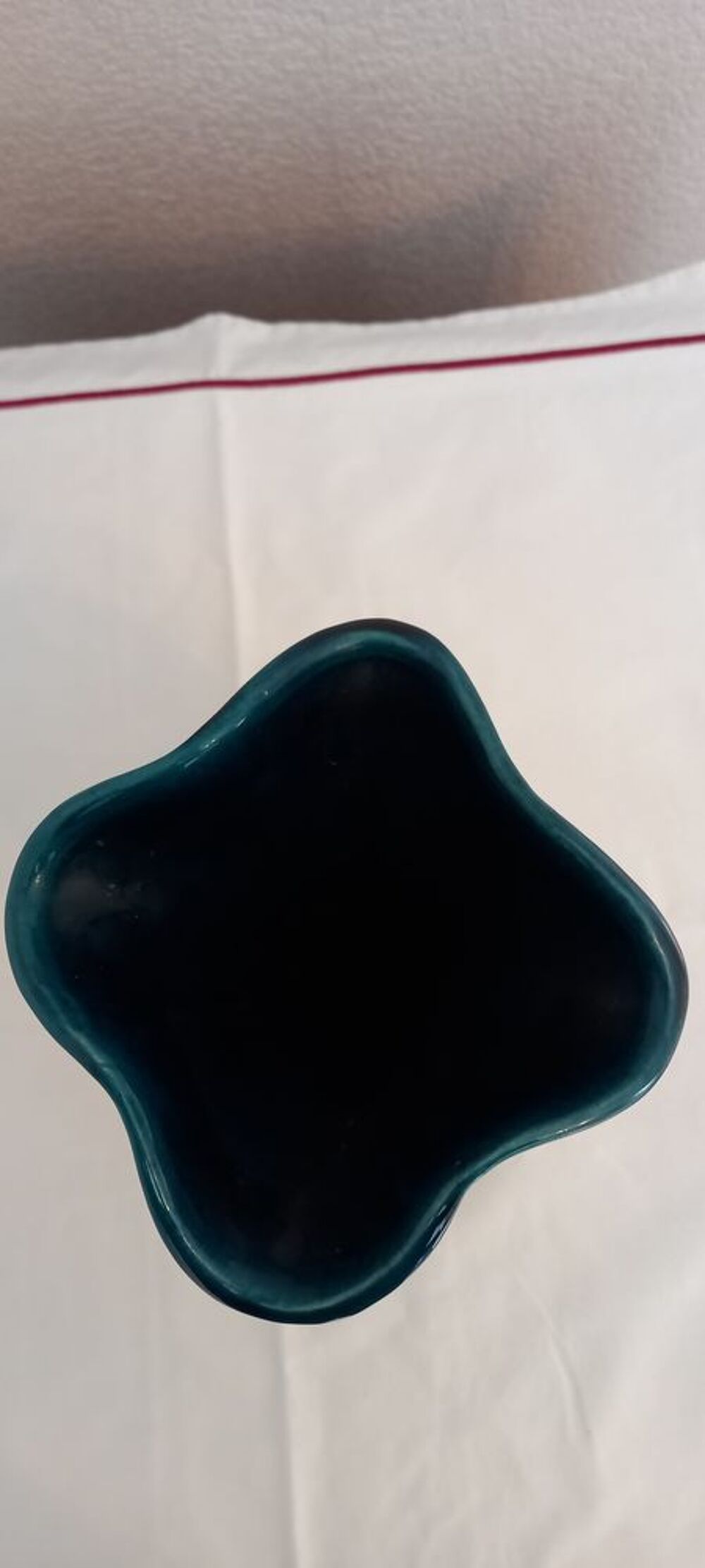 Vase c&eacute;ramique Vallauris Fady vintage &eacute;mail bleu coulant H23 Décoration