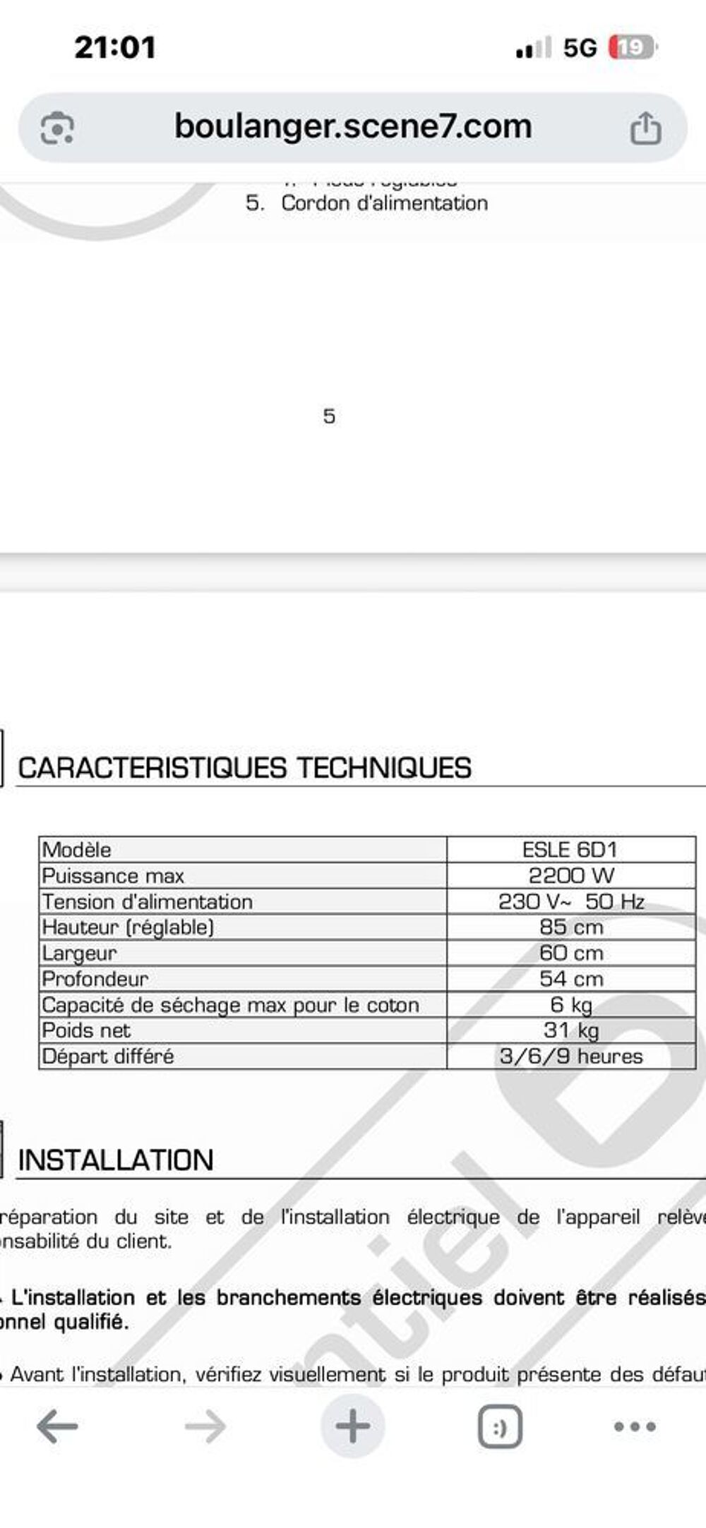 S&egrave;che linge &agrave; &eacute;vacuation Electroménager