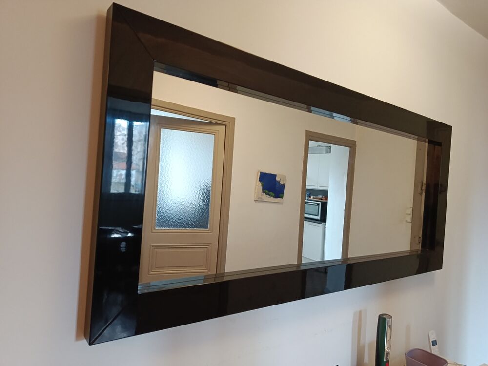 Miroir mural rectangulaire cadre noir Meubles