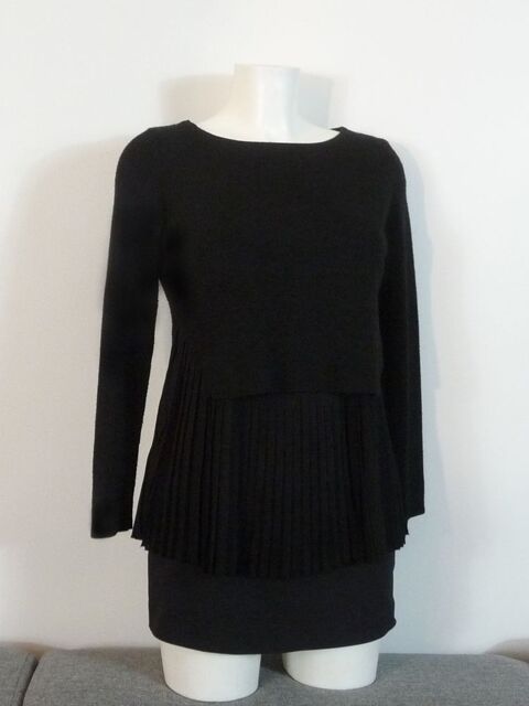 Pull Bi Matière Noir Plissé en bas- Beauty & Pretty SRL 15 Paris 15 (75)