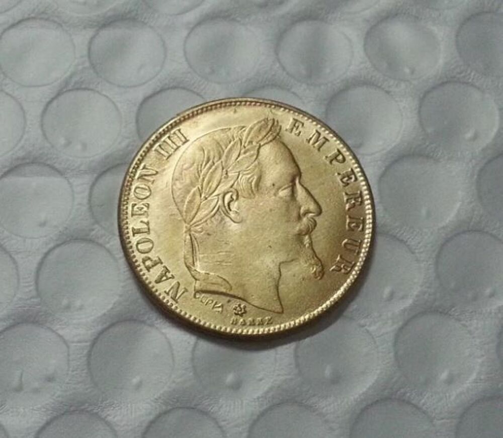 R&Eacute;PLIQUE PLAQU&Eacute; OR 50 FRANCS 1859 NAPOL&Eacute;ON III EMPEREUR 