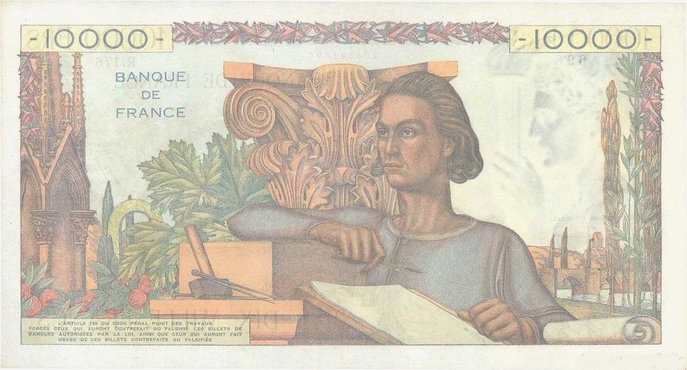  F 50 RARE lot de 2 BILLETS 10 000 F G&Eacute;NIE FR 