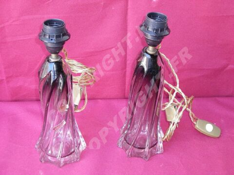 SCHNEIDER PIERRE ANCIENNE PAIRE DE LAMPE EN CRISTAL 69 Sergines (89)