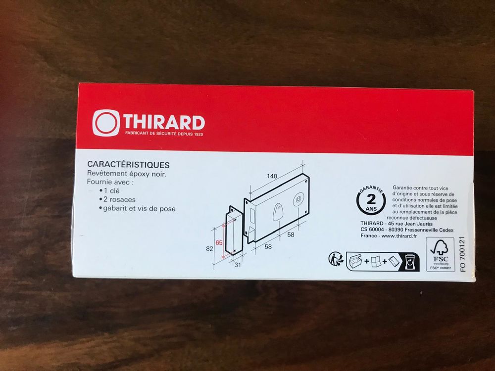 Serrure applique THIRARAD 140x80, ouverture gauche, neuve Bricolage