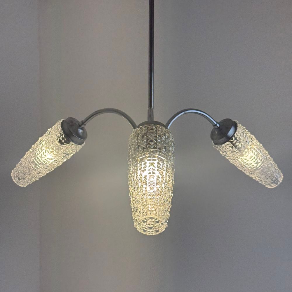 ANCIEN LUSTRE 3 FEUX VINTAGE 1960 Décoration