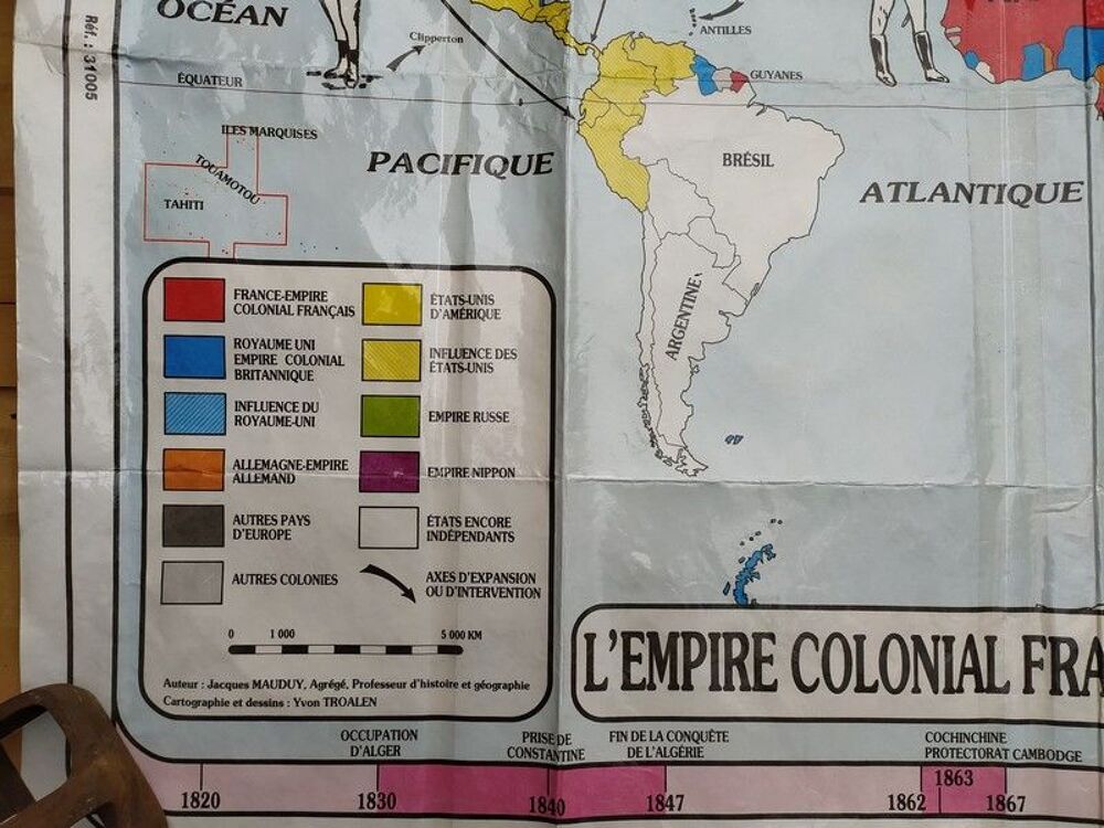 Carte scolaire l'Empire Colonial Fran&ccedil;ais en 1914 