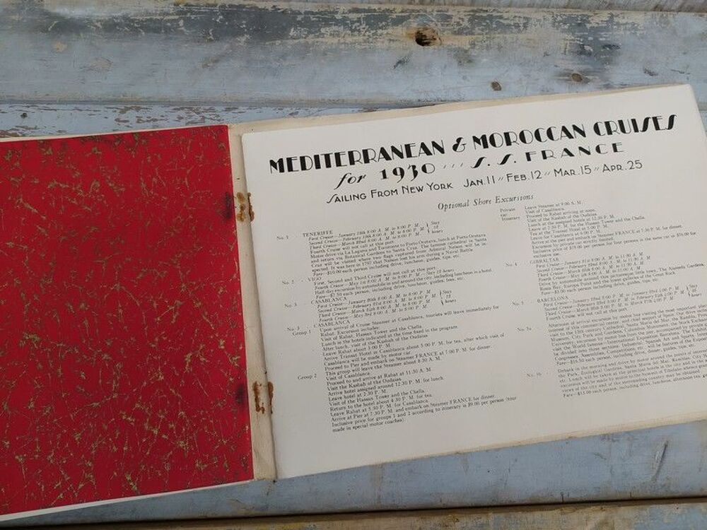 Plaquette Mediterranean Moroccan Cruises Paquebot CGT 1930 