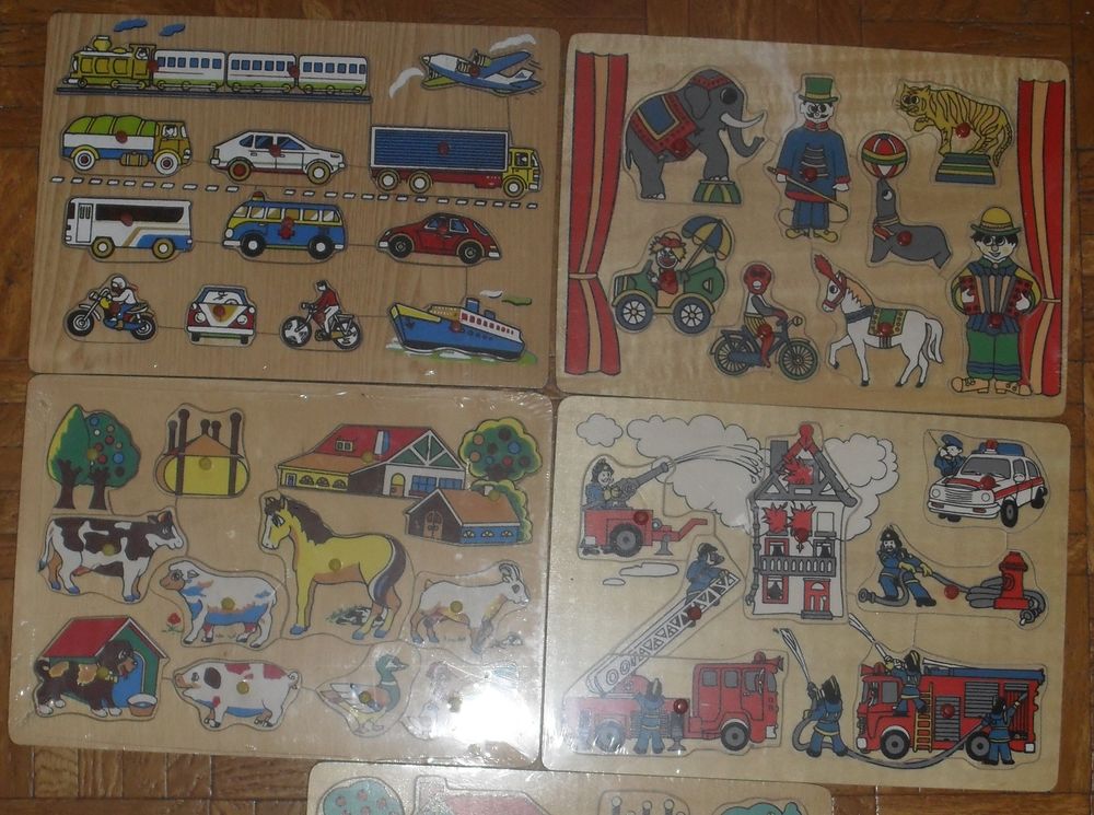 Lot de 5 Puzzles en Bois NEUFS pour petits Jeux / jouets