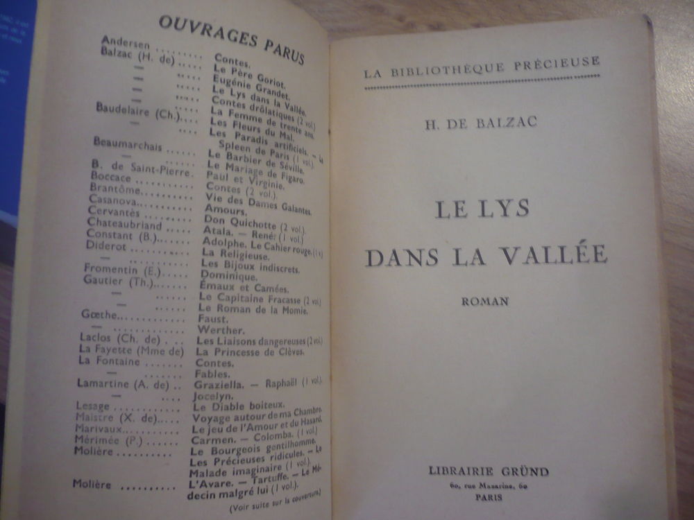 LE LYS DANS LA VALL&Eacute;E de Honor&eacute; de BALZAC ( 1937) Livres et BD