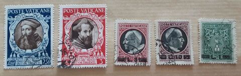 5 timbres � collection  VATICAN  �poque ant�rieure � 1950 2 Pontoise (95)