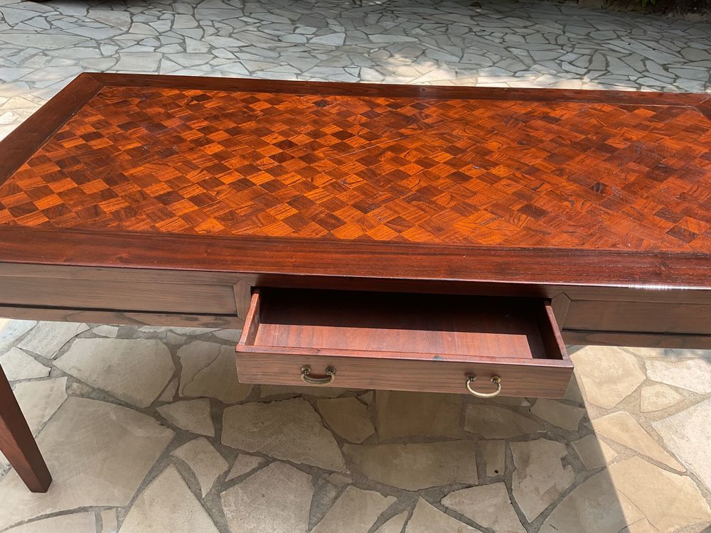grand bureau bois massif et marqueterie exotique Meubles