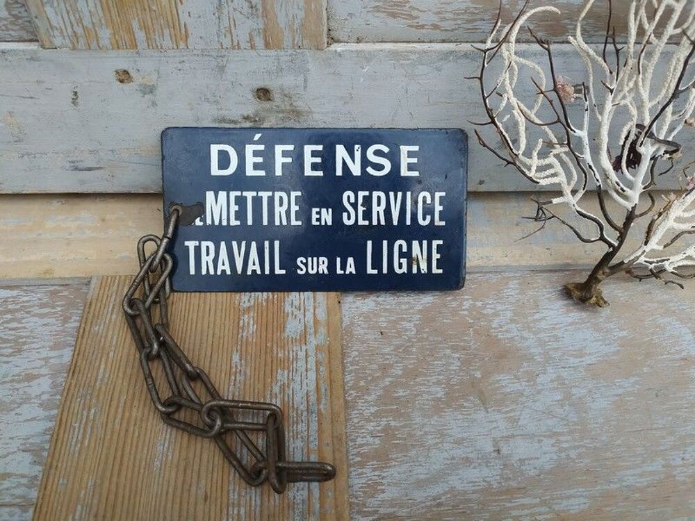 Ancienne Plaque &Eacute;maill&eacute;e SNCF Travail sur la Ligne 