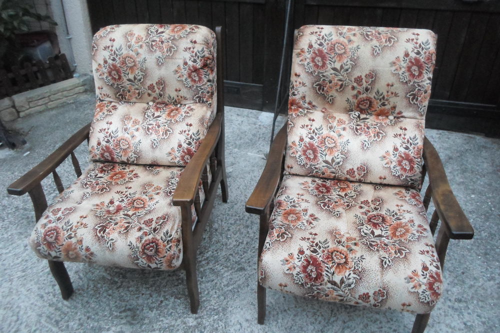 lot de 2 fauteuils armature bois velours Meubles