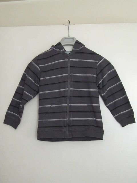 Gilet à capuche, de La Halle, Rayé gris, 8 ans, TBE 5 Bagnolet (93)