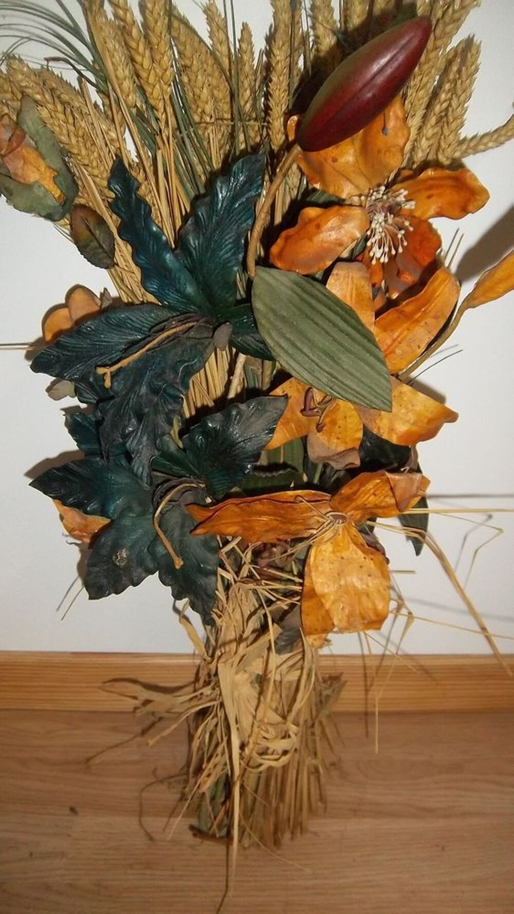 Bouquet d'&eacute;pis de bl&eacute; et fleurs plastique Décoration