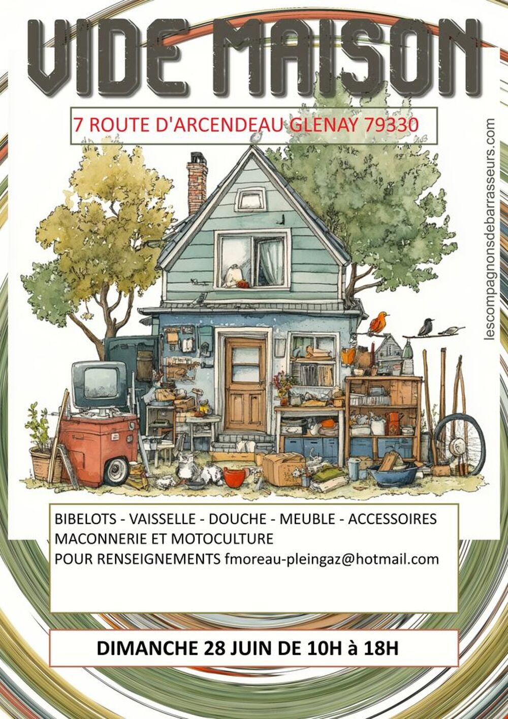 VIDE MAISON LE 28 JUIN 2026 10H 18H A GLENAY 79330 Vide grenier, marché aux puces, braderie