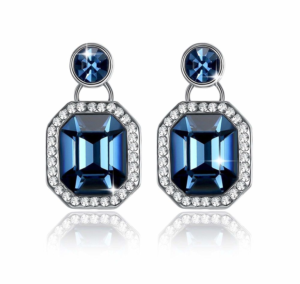Boucles oreilles plaqu&eacute;es or blanc cristaux de Swarovski Bijoux et montres