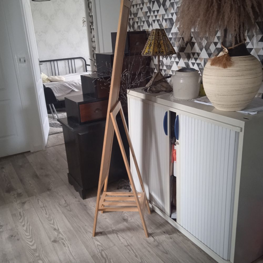 Miroir sur pied hauteur 160, coloris pin miel structure bois Meubles