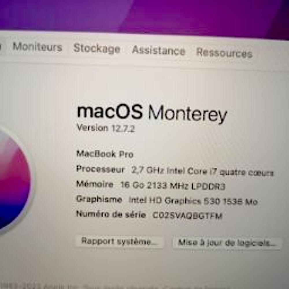 Macbook Pro 15" fin 2016. Matériel informatique