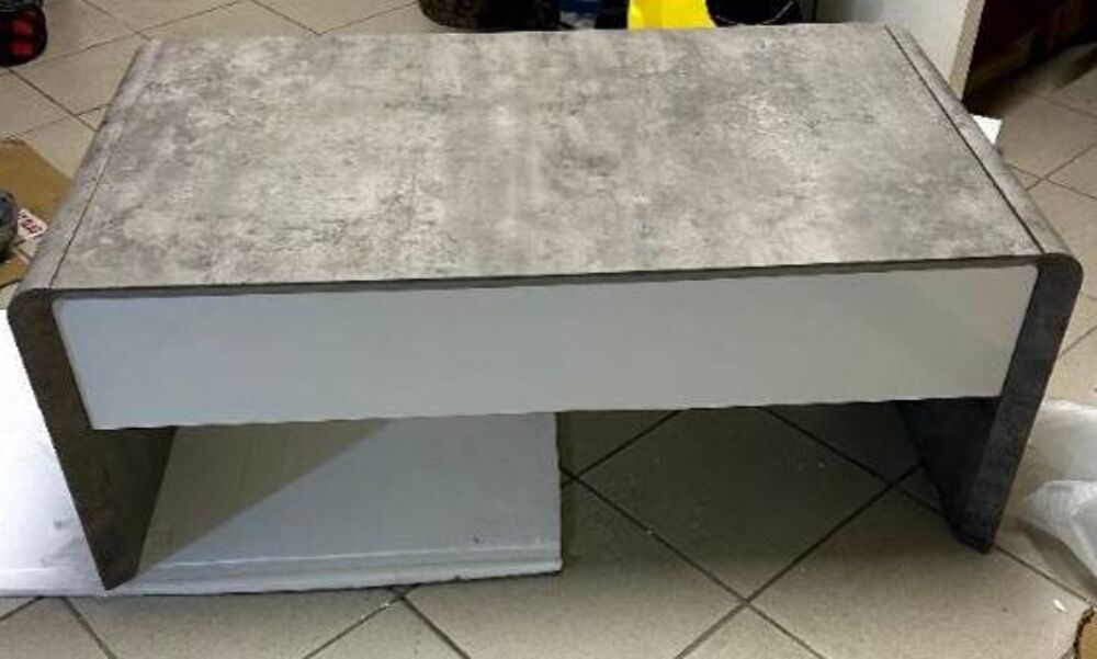 Table basse b&eacute;ton/blanc GIULIAR 2 Meubles