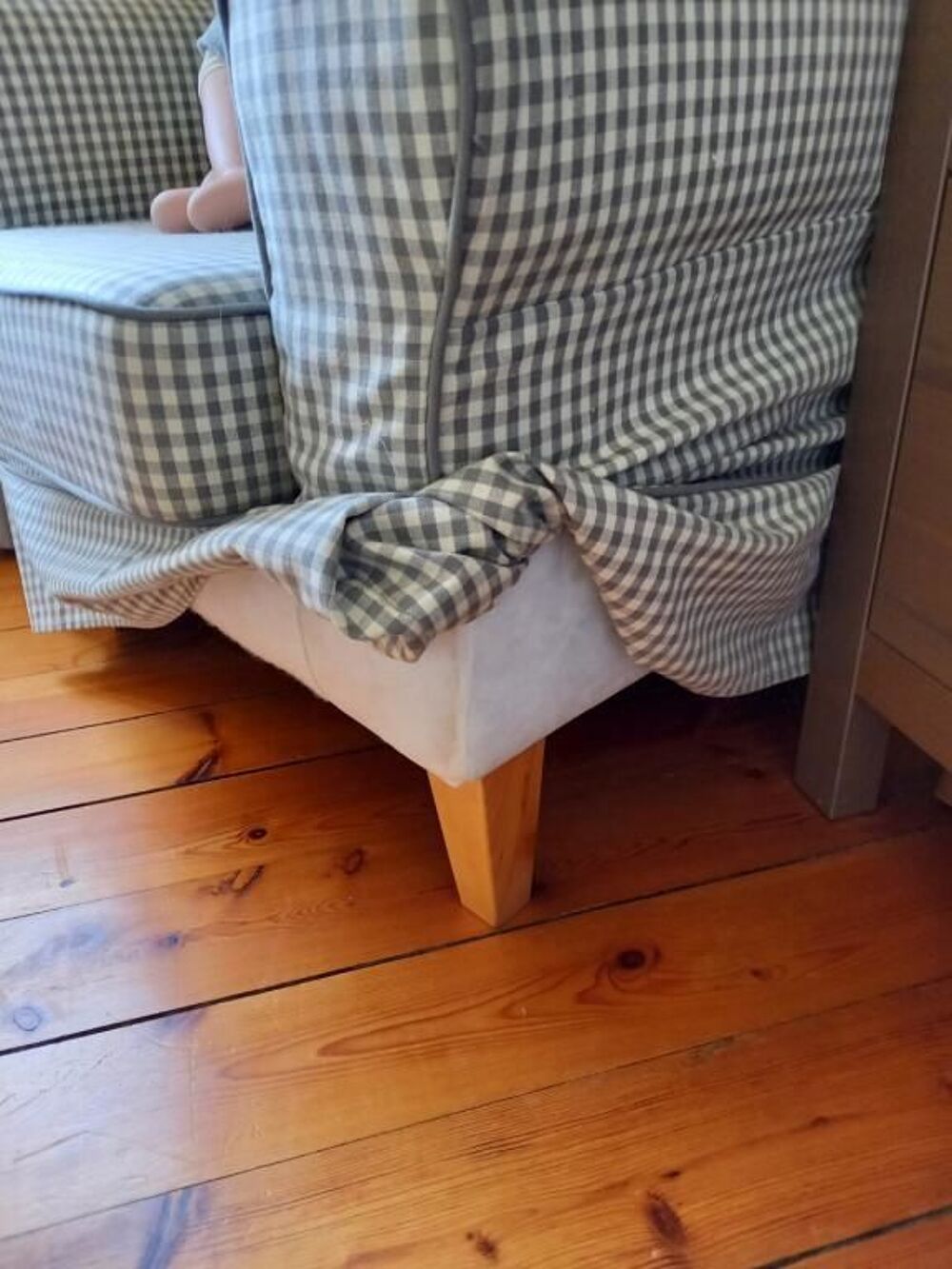 Grand fauteuil tissu vichy d&eacute;houssable Meubles
