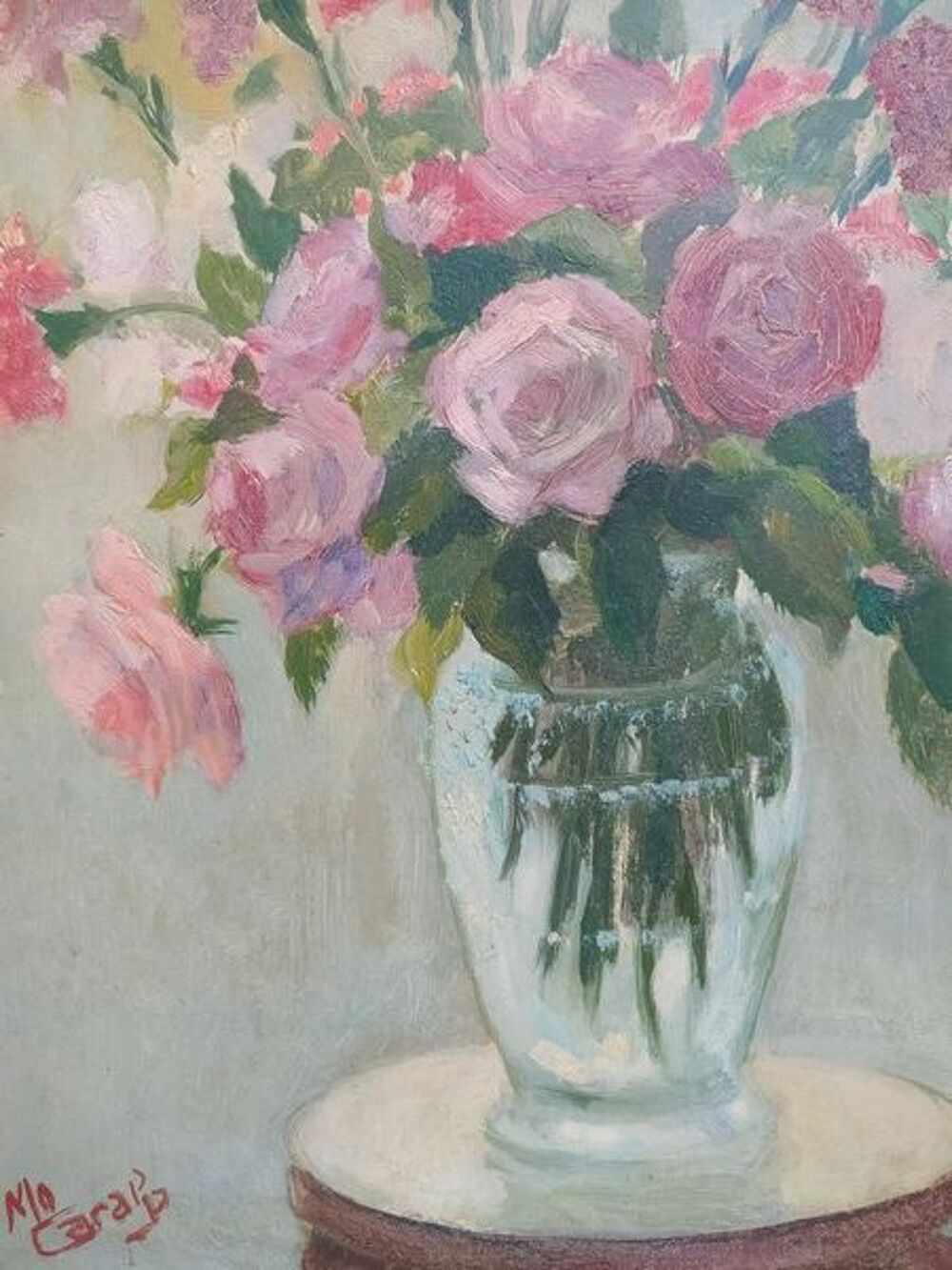 Tableau Bouquet Fleurs Roses Oeillets Cadre Montparnasse 
Décoration