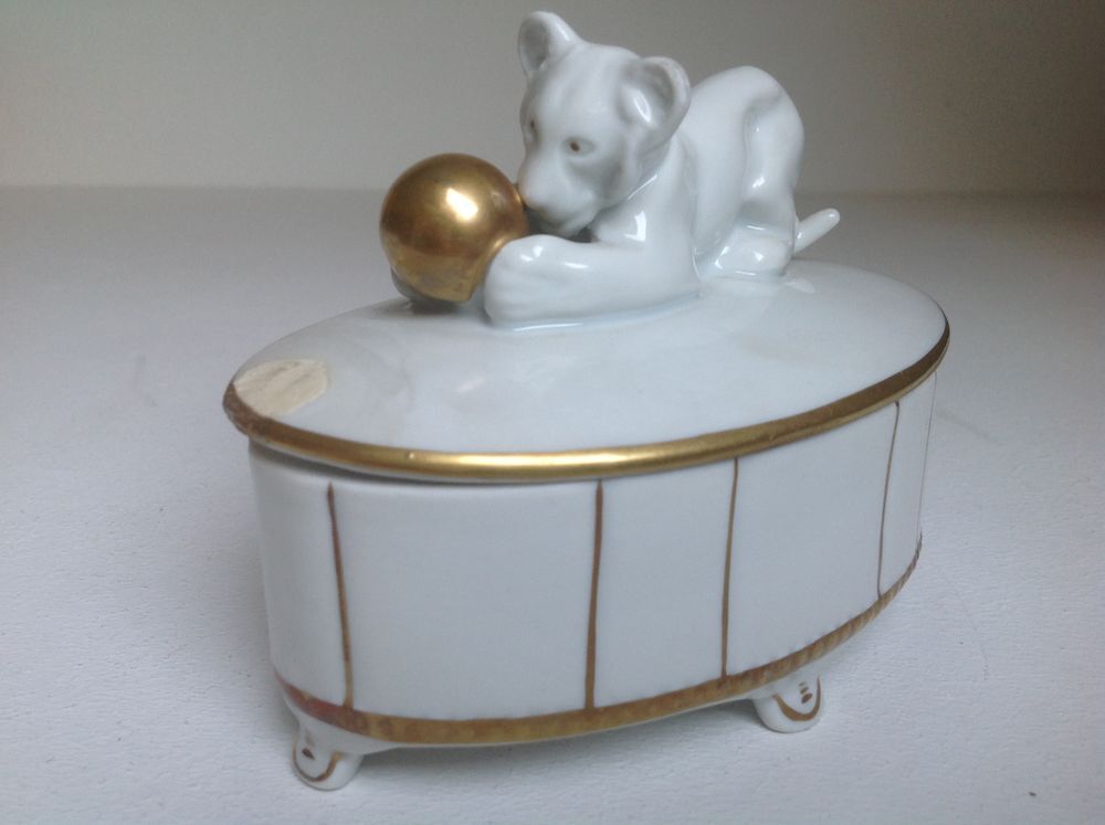BOITE EN PORCELAINE LIONCEAU GEROLD &amp; CO TETTAU Envoi Possib Décoration