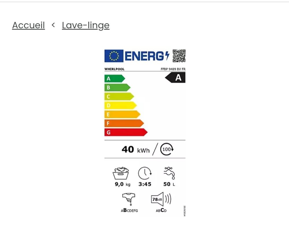 Lave linge Wirhlpool Electroménager