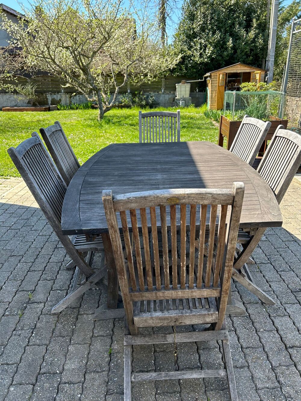 Table en teck avec 6 chaises jardin Meubles