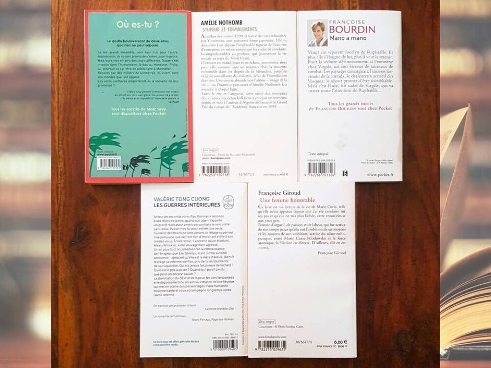 Litt&eacute;rature contemporaine - Lot 5 romans Poche Pocket Livres et BD