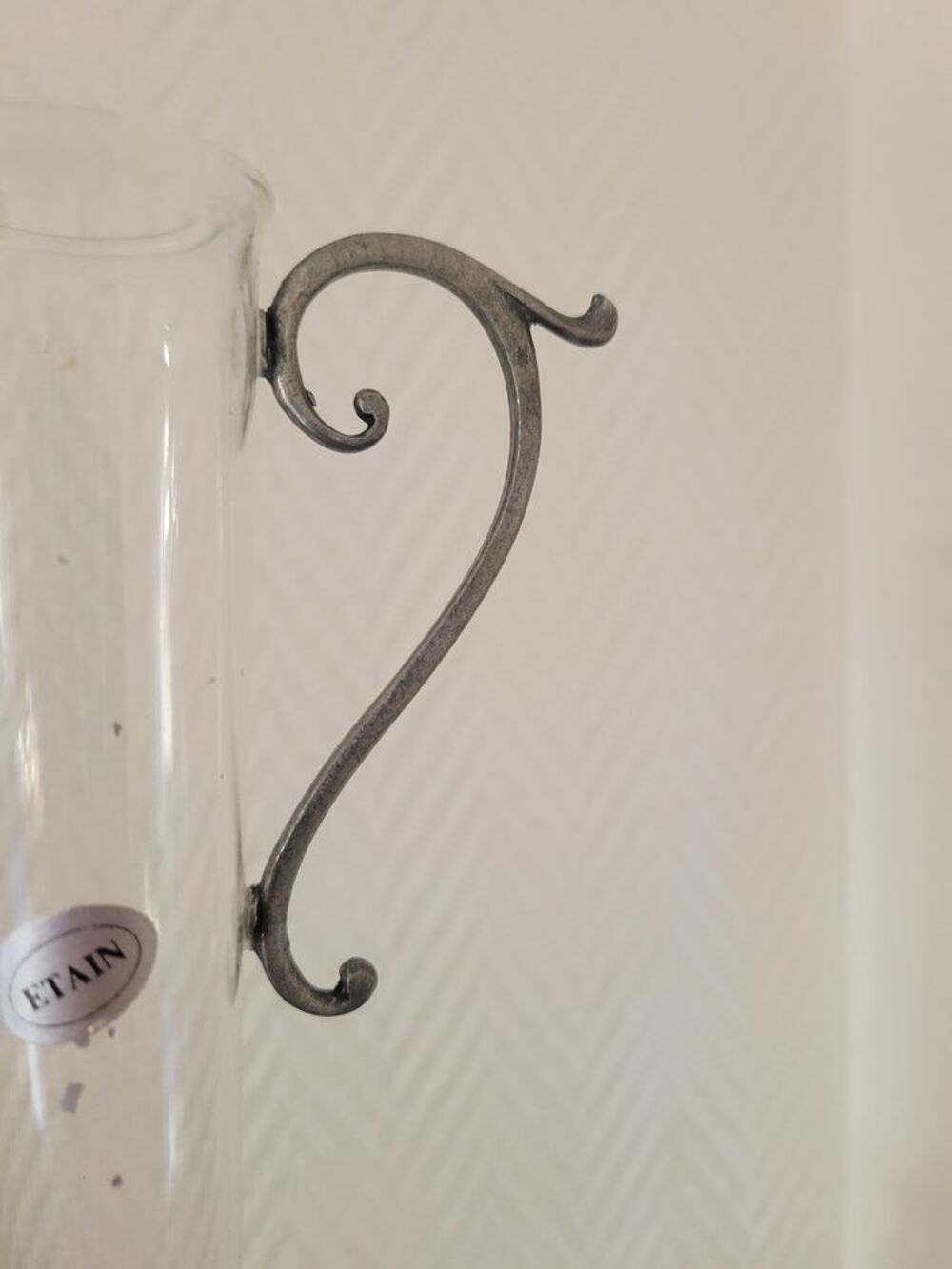 Vase soliflore verre et &eacute;tain hauteur 34,5 cms Décoration