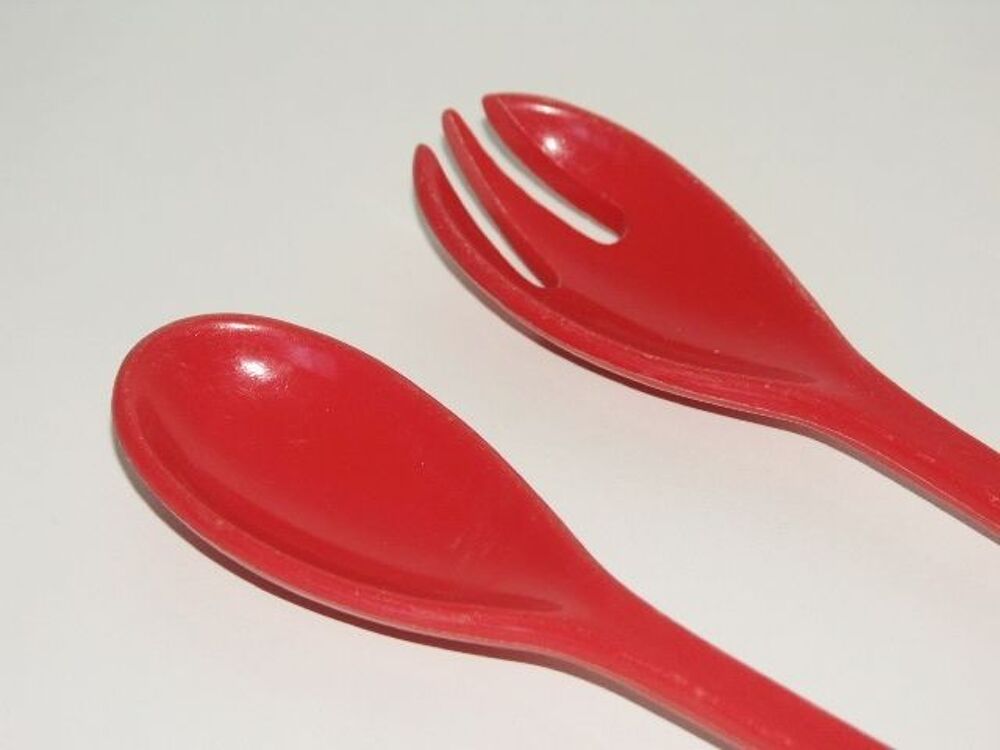 Couverts &agrave; Salade vintage des ann&eacute;es 60 - BON ETAT Décoration