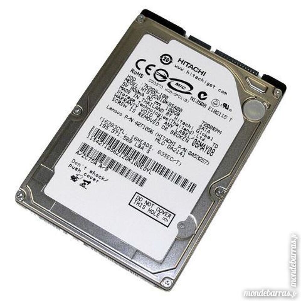 disque dur Sata Hitachi 100Gb pc portable Matériel informatique