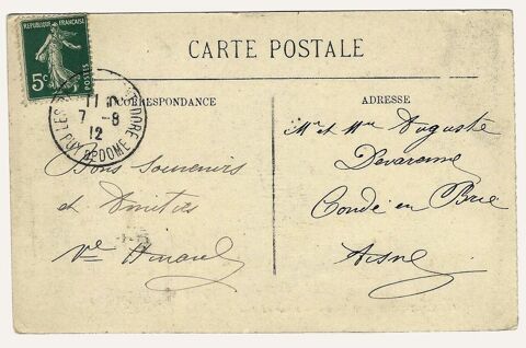 timbre 5 ct vert fonc�, semeuse fond plein sur carte postale 6 Florange (57)