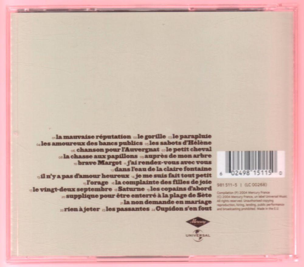 Album CD : G. Brassens - Les copains d'abord (remasteris&eacute; HD CD et vinyles