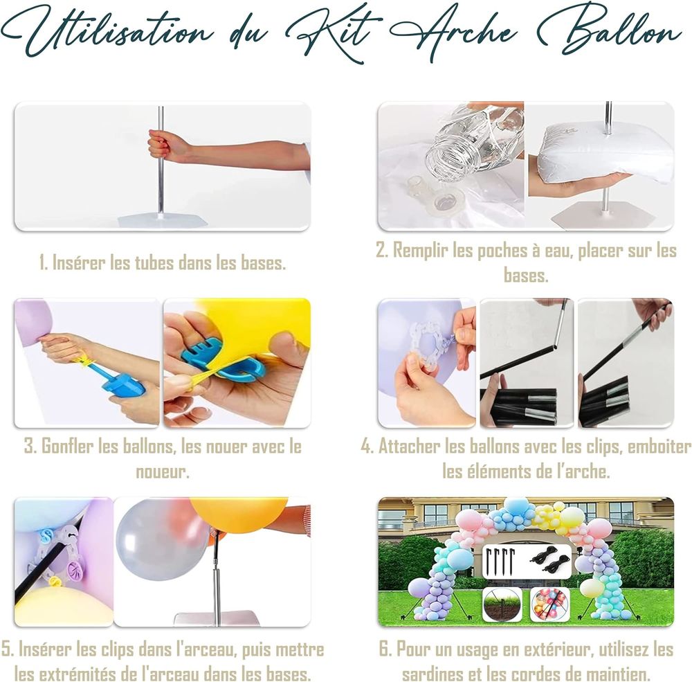 kit arche ballon KROCLO DEALS - 2,74 x 3,05 m - Mariage, Ann Décoration
