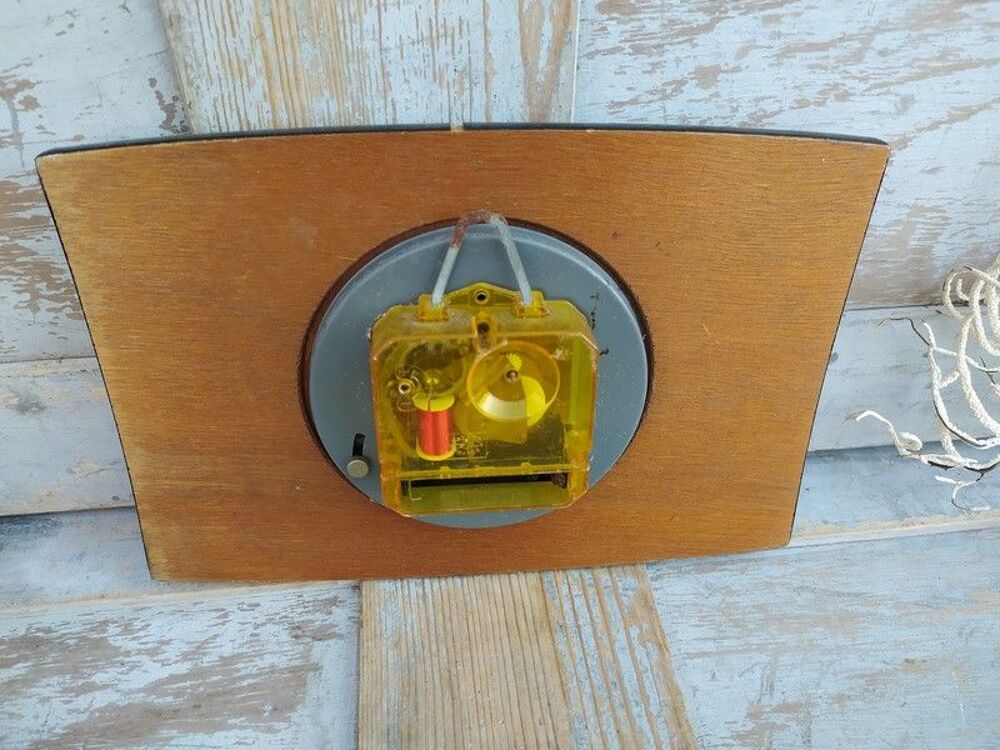 Pendule Murale Bayard Formica Style Bois Vintage 
