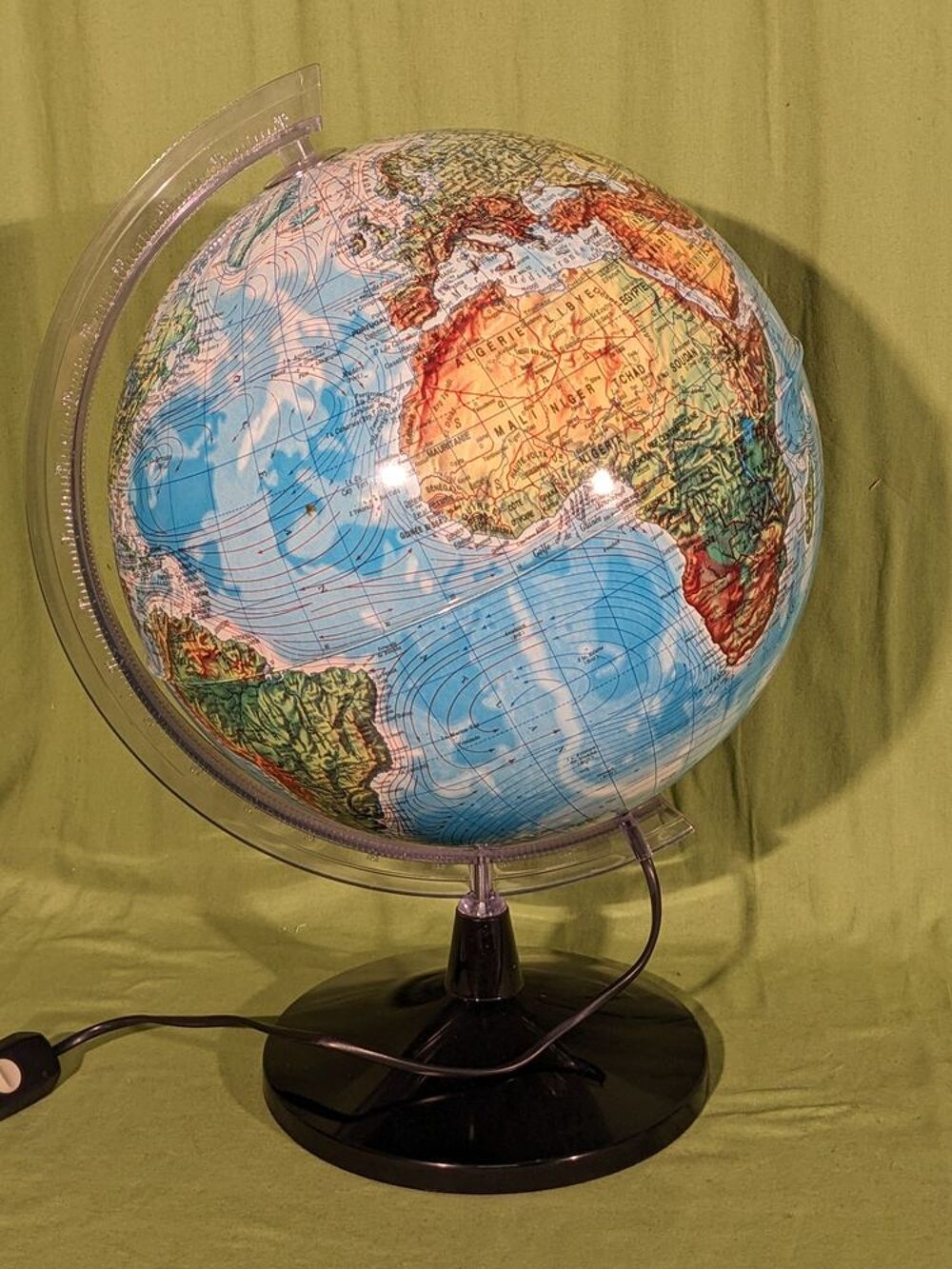 Grosse lampe globe terrestre lumineux mappemonde veilleuse 
Décoration