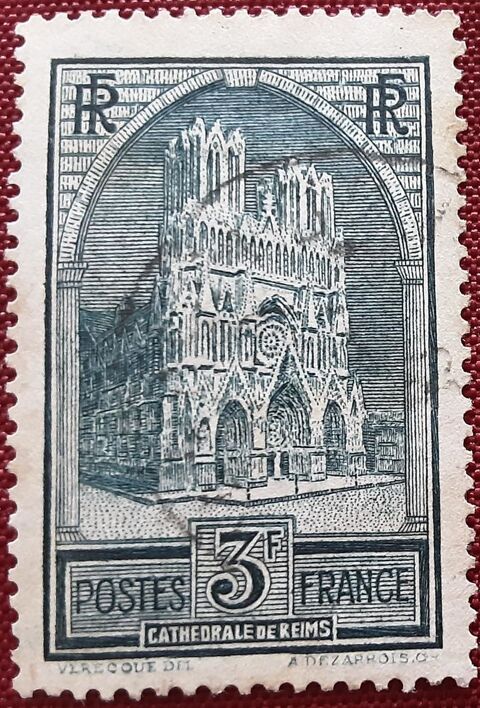 TIMBRE à collection  REIMS cathédrale  3f 1 Pontoise (95)