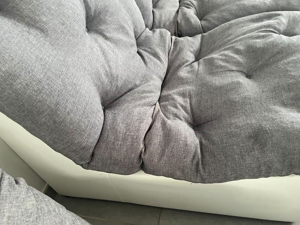 Canap&eacute; gris/blanc angle Meubles
